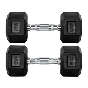 Par Halteres 6kg + 6kg Dumbbell Sextavado Emborrachado Pegada Cromada Gallant (GDB06F3B-PT)