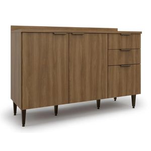 Balcão De Cozinha Paris 2 Portas 3 Gavetas Nogal Batrol Nogal