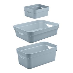 Kit De Caixa Organizadora Cube Azul Glacial 03 Peças Ou