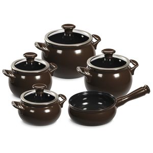 Jogo De Panelas De Cerâmica New Premier Joy 5 Peças Chocolate Ceraflame