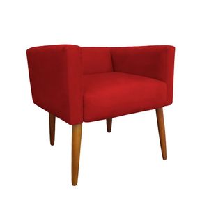 Banco Banqueta Para Escrivaninha Penteadeira Suede Vermelho - Majú Decor