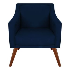 Poltrona Decorativa Adriele Para Sala E Recepção Suede Azul Marinho - Majú Decor