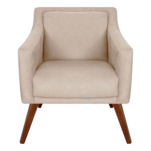 Poltrona Decorativa Adriele Para Sala E Recepção Suede Bege - Majú Decor