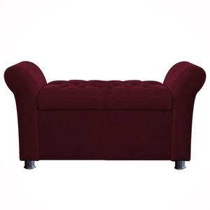 Recamier Baú Sapateira Louis 160x Cama Queen Size Suede Vinho - Majú Deor