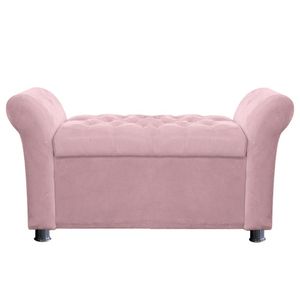 Recamier Baú Sapateira Louis 160x Cama Queen Size Suede Rosa Bebe - Majú Deor