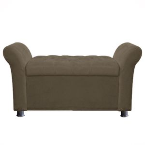 Recamier Baú Sapateira Louis 160x Cama Queen Size Suede Cappuccino - Majú Deor