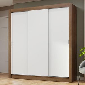 Guarda-roupa Casal 3 Portas De Correr Rustic/branco Nobre Madesa Rustic/branco