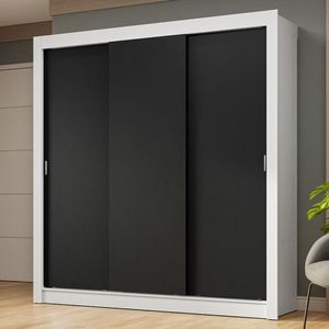 Guarda-roupa Casal 3 Portas De Correr Branco/preto Nobre Madesa Branco/preto
