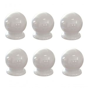 6 Puxadores Bolinha Pp Branco Cômoda Armário Guarda Roupa