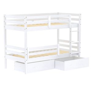 Beliche Solteiro Dreams Com 02 Gavetas E Grade De Proteção Madeira Maciça Branco Megamobilia