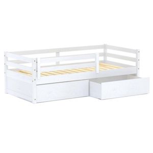 Cama Infantil Dreams Com 02 Gavetas E Grade De Proteção Madeira Maciça Branco Megamobilia