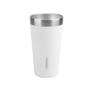 Copo Térmico Tramontina Exata Em Aço Inox Branco Sem Tampa 420 Ml