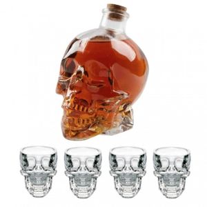 Jogo Licoreira Garrafa 4 Copos Shot Caveira - Yz