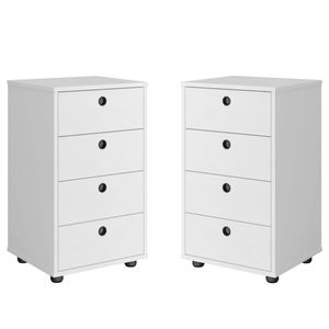 Kit 2 Mesas De Cabeceira Classic 4 Gavetas Branco
