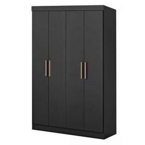 Guarda-roupa Paris 4 Portas 2 Gavetas 100% Mdf Maxel Preto