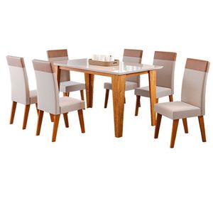 Conjunto Mesa Requinte Com 6 Cadeiras Veneza Viero Mel/blond
