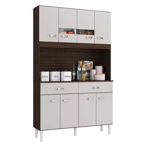 Cozinha Kit Manu 8 Portas Chocolate Off White - Poquema