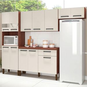 Kit Cozinha Ambiente Versalhes 4 Peças Nogueira Off White - Kits Paraná