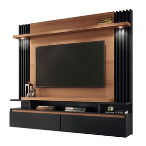 Painel Para Tv Home Suspenso Brasil Nature Preto - Hb Móveis