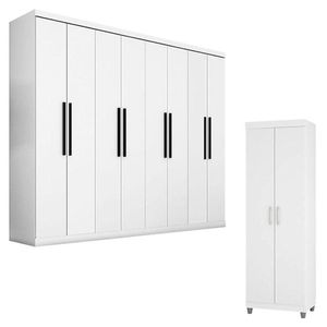 Guarda Roupa 1684 E Armário Multiuso 6020 Branco Com Pés - Araplac