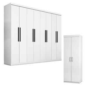 Guarda Roupa 1684 Branco E Armário Multiuso 6020 Branco - Araplac
