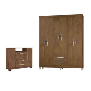 Guarda Roupa De Casal Modena E Cômoda Madri 2 Portas Malbec - Incorplac