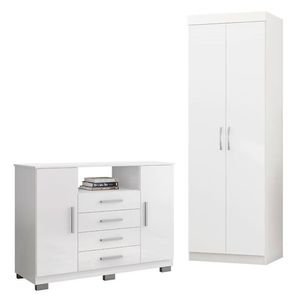 Cômoda 8020 E Armário Multiuso 6020 Branco - Araplac