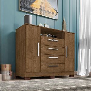 Cômoda Ambiente Mirassol 4 Gavetas 2 Portas Malbec - Incorplac
