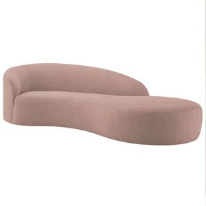 Divã Recamier Orgânico França 200cm Lado Direito Linho - Adj Decor Cor Rosê