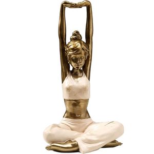 Aevvv Yoga Warrior Pose Statue With Cats Home Decor Figurine