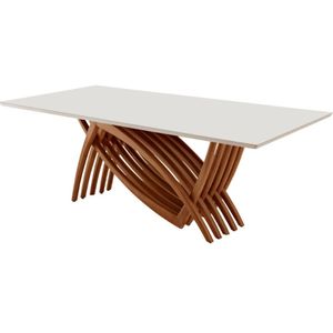Mesa Para Sala De Jantar Vênus Moderna Mobília Cinamomo Imbuia-off White