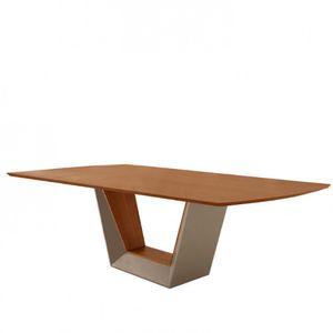Mesa Para Sala De Jantar Rubi 220cm Moderna Mobília Champanhe Com Off White-cinamomo Imbuia