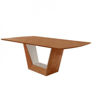 Mesa Para Sala De Jantar Rubi 180cm Moderna Mobília Cinamomo Com Off White-cinamomo Imbuia