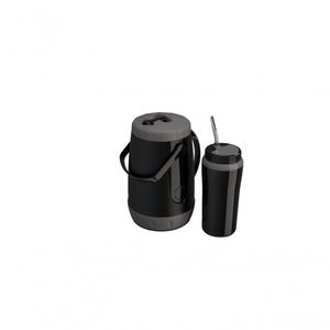 Kit Tererê Unitermi Garrafa Térmica 2,5l + Copo Térmico 650ml + Canudo De Inox Preto