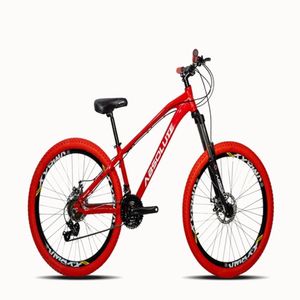 Bicicleta Aro 26 Absolute Brutus Vermelho Câmbios Shimanos 21v Com Pneu Vermelho E Suspensão Brutus