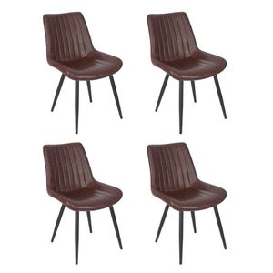 Kit 4 Cadeiras Estofadas Design Industrial Chicago Marrom Café