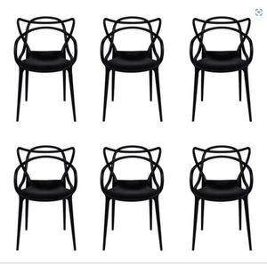Conjunto Com 6 Cadeiras Allegra Preta Polipropileno Salna
