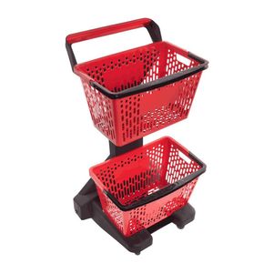 Carrinho De Compras Preto Com Cestos D-500 12kg Removíveis Vermelho - Dellaplast
