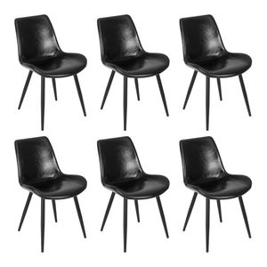 Kit 6 Cadeiras Estofada Detroit Preto