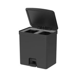 Lixeira Com Pedal Trium 20 L Com Duplo Compartimento Preto Ou