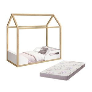 Mini Cama Montessoriana Zoe Branco/natural Com Colchão Physical - Reller Móveis Branco/natural