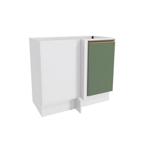 Balcão De Canto Reto Celeste Kappesberg 100% Mdf 1 Porta Branco/verde 98cm