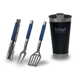 Trio Bbq Ichef E Copo Térmico Com Tampa Smart Cup 600ml Ichef | Copo Preto