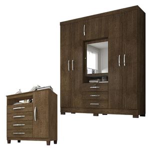Guarda Roupa Casal Imperial Com Cômoda Sapateira Cannes Malbec - Incorplac