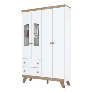 Guarda Roupa Infantil 4 Portas Confete Branco Brilho Jequitibá Hp - Henn