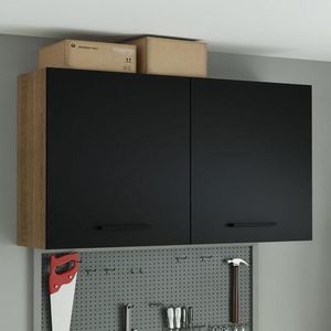 Armário Aéreo Multiuso 120cm 2 Portas Rustic/preto Agata Madesa Rustic/preto