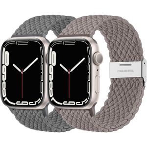 Lerobo 2 Pack Pulseiras Trançadas Solo Loop P- Apple Watch (darkgray-stone)