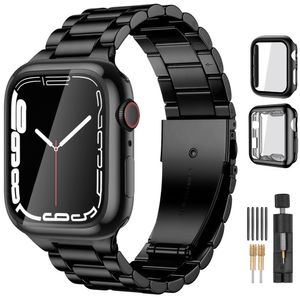 Lerobo Pulseira De Aço Inoxidável Para Apple Watch + 2 Capas (preto)