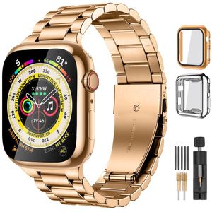 Lerobo Pulseira Aço Inox C- 2 Capas P- Apple Watch 38-49mm (royal Gold)