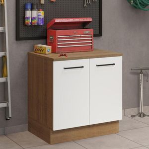 Balcão Multiuso 80cm 2 Portas Rustic/branco Agata Madesa Rustic/branco